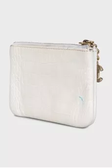 White leather coin purse