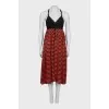 Silk dress in red and black stripes