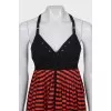 Silk dress in red and black stripes