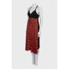 Silk dress in red and black stripes