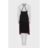 Silk dress in red and black stripes