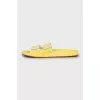 Yellow suede flip flops