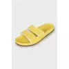 Yellow suede flip flops