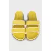 Yellow suede flip flops