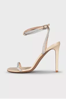 Leather sandals decorated with rhinestones