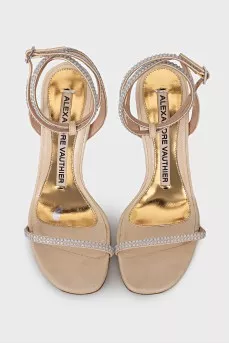 Leather sandals decorated with rhinestones