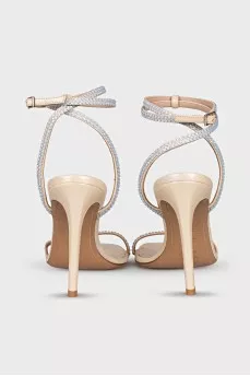 Leather sandals decorated with rhinestones