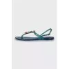Silicone blue slippers with crystals