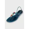 Silicone blue slippers with crystals