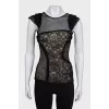 Black top with lace inserts