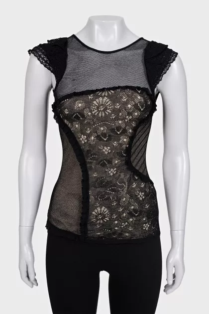 Black top with lace inserts