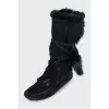 Suede insulated boots with flat soles