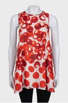 Silk white printed tank top