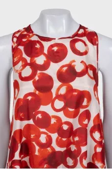 Silk white printed tank top