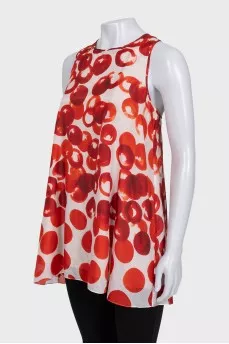 Silk white printed tank top
