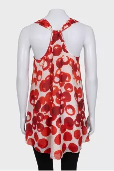 Silk white printed tank top