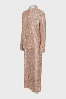 Pink suit decorated with sequins