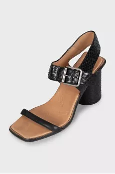 Black snakeskin sandals