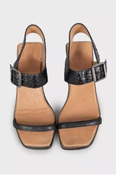 Black snakeskin sandals