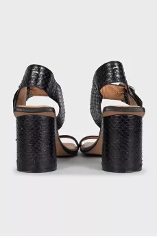 Black snakeskin sandals
