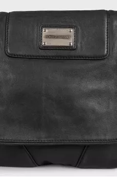Men's black bag with silver logo