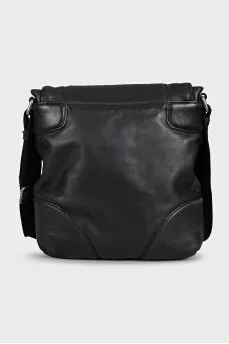 Men's black bag with silver logo