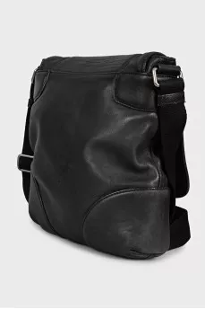 Men's black bag with silver logo