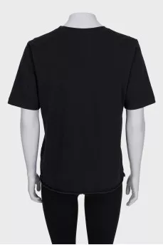 Black straight T-shirt with logo