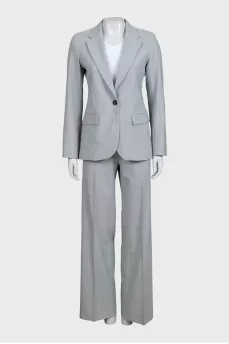 Gray wool suit with straight trousers