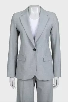 Gray wool suit with straight trousers