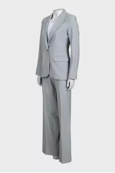 Gray wool suit with straight trousers