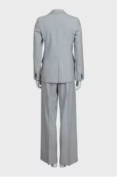 Gray wool suit with straight trousers