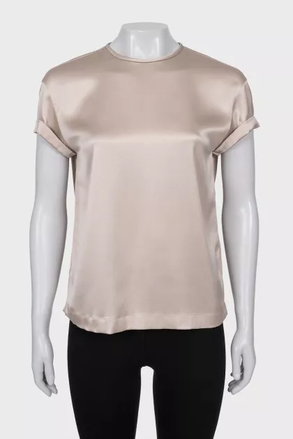 Straight cut silk T-shirt