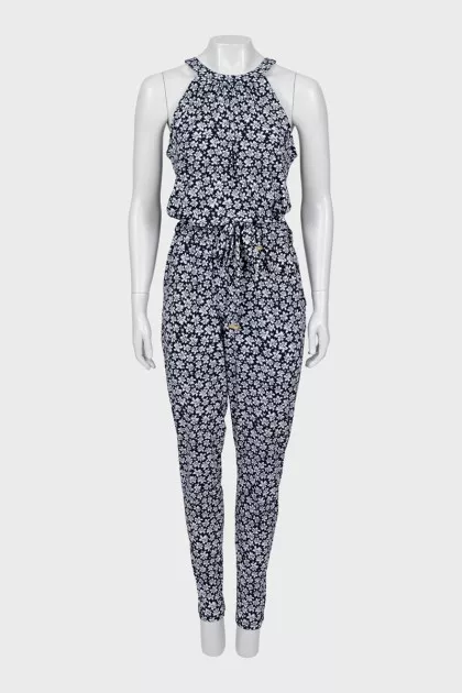 Dark blue jumpsuit with white print