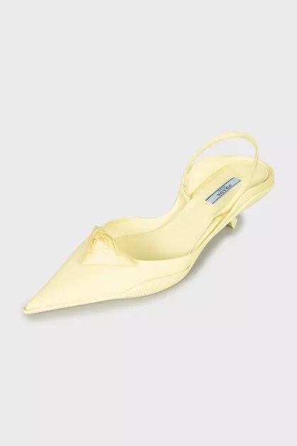 Yellow textile slingbacks