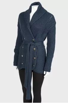 Knitted cardigan with double-breasted clasp