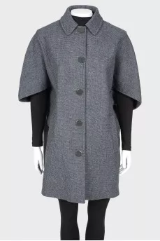 Cape with short sleeves in wool
