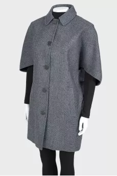 Cape with short sleeves in wool
