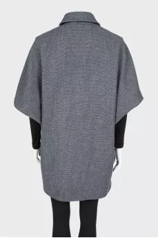 Cape with short sleeves in wool