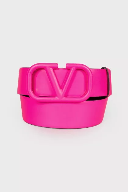 Pink leather belt