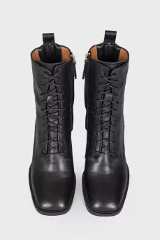 Square toe leather boots