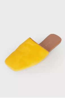Желтые мюли из кожи пони