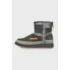 Suede uggs with textile inserts