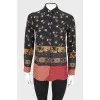 Contrast print silk shirt