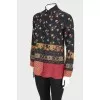 Contrast print silk shirt