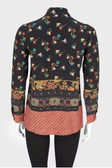 Contrast print silk shirt