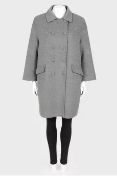 Double-breasted wool coat