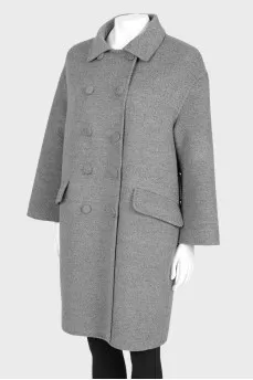 Double-breasted wool coat