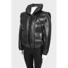 Leather jacket with detachable sleeves