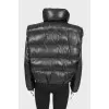 Leather jacket with detachable sleeves